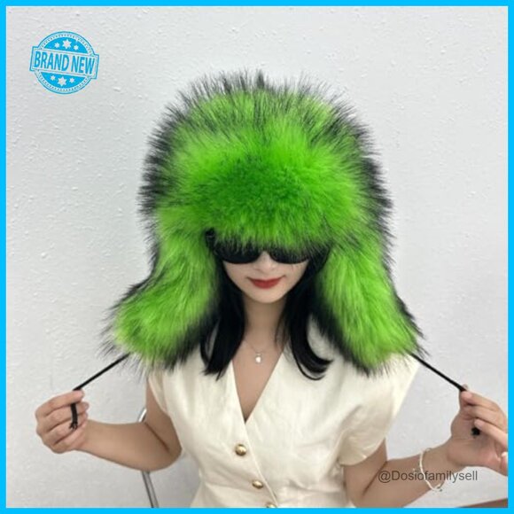Y2K Faux Fur Trapper Hat with Earmuffs Soft Warm Winter Accessory Unisex